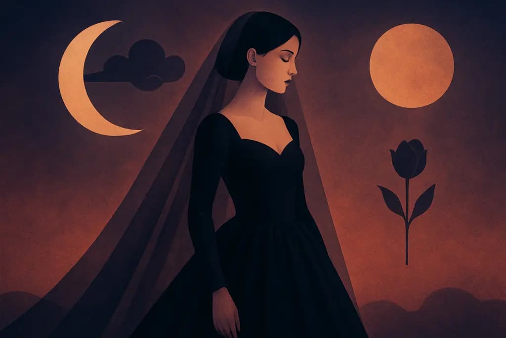 Dream illustration: black wedding dress getting married dream meaning
