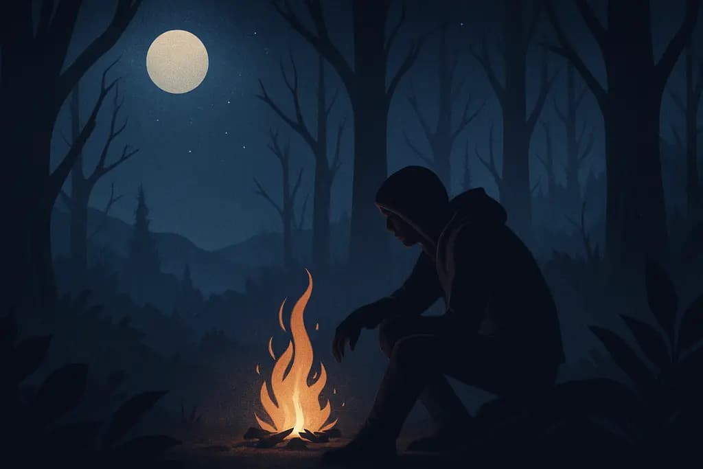 Dream illustration: black wilderness survival dream