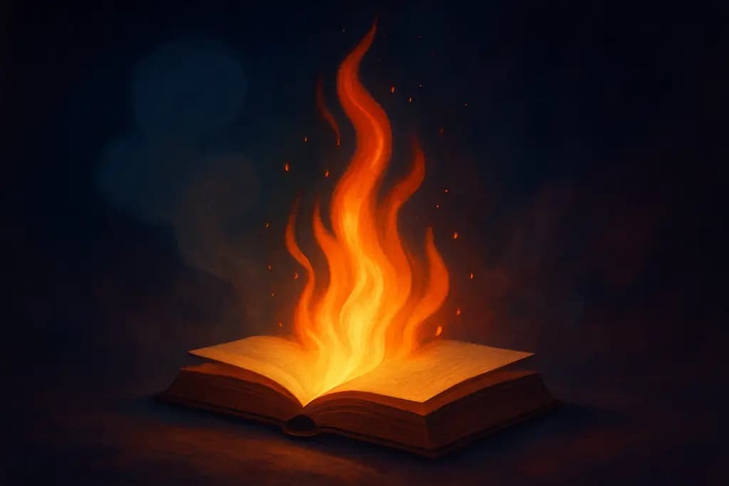Dream illustration: Book on fire