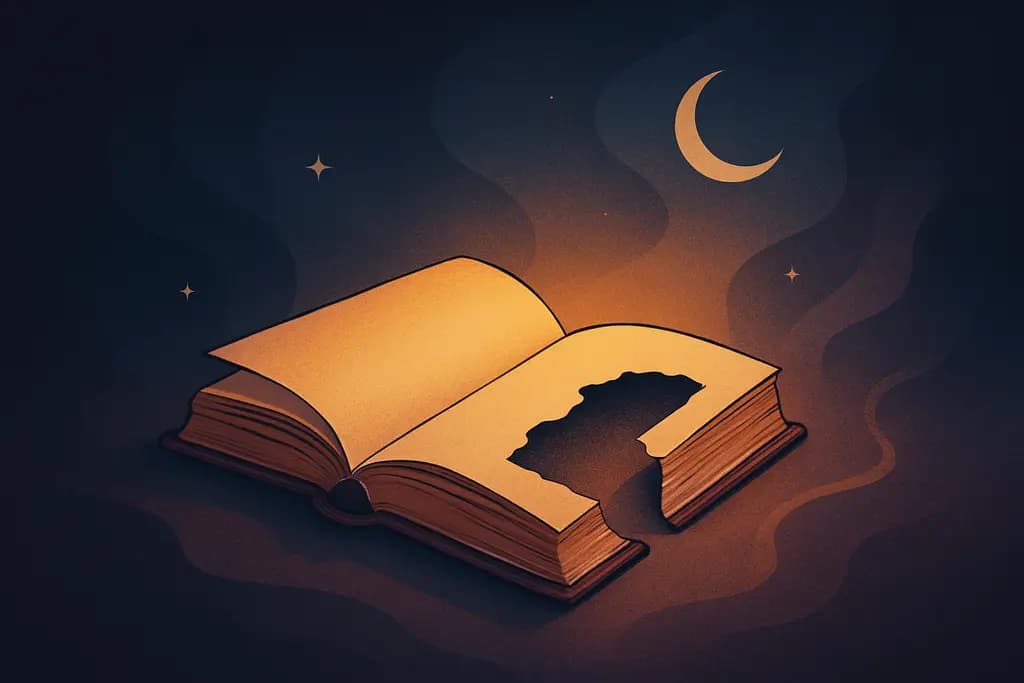 Dream illustration: Books with missing pages