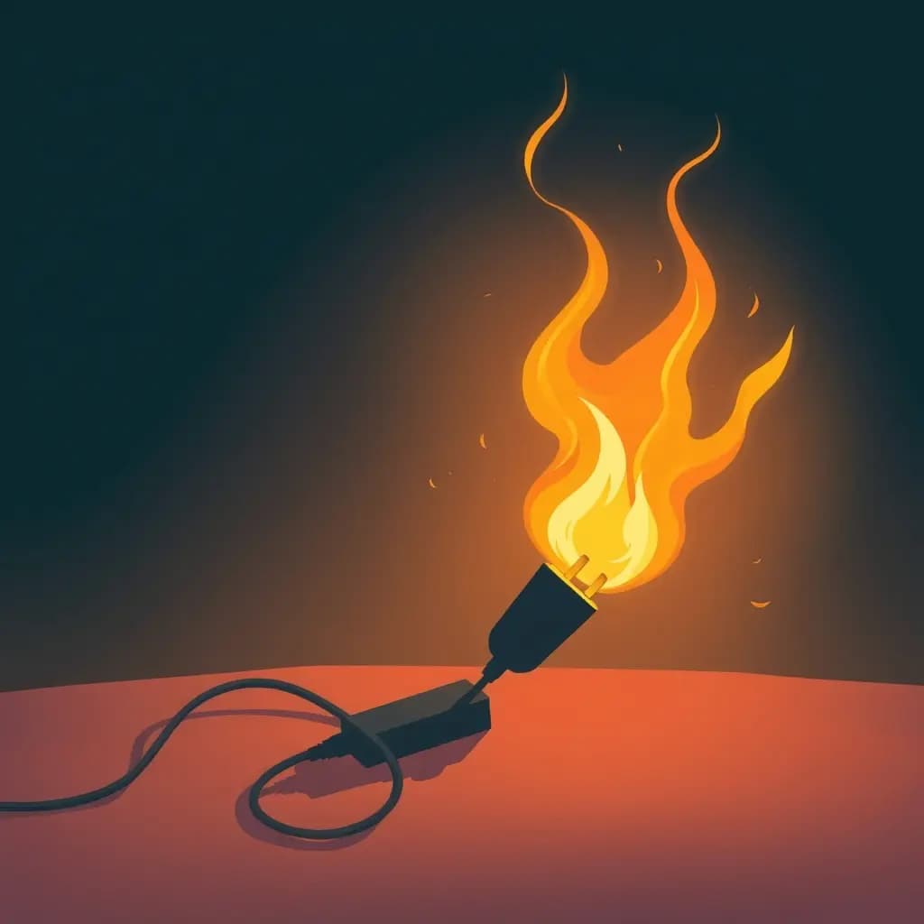 Dream illustration: Broken charger sparks fire
