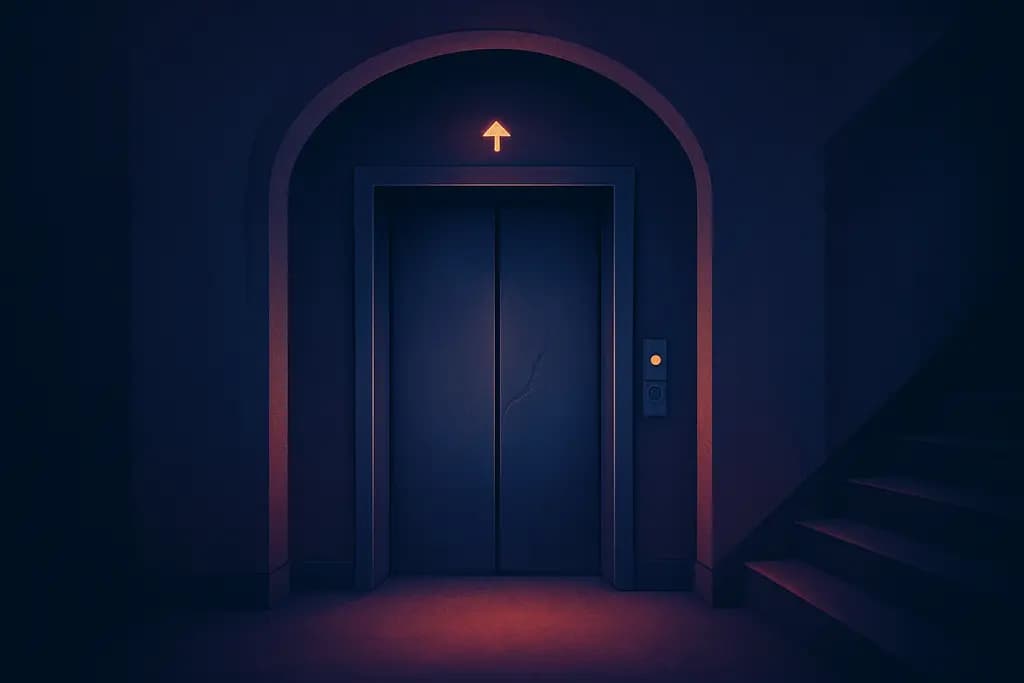 Dream illustration: Broken elevator stuck between floors