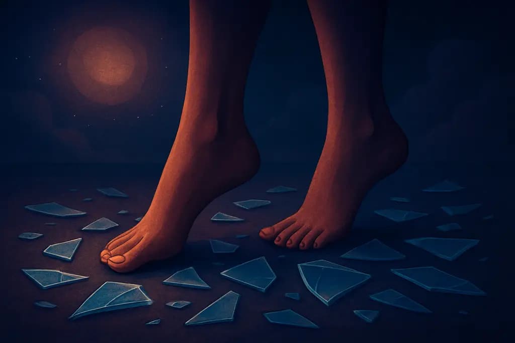 Dream illustration: Broken glass shards underfoot