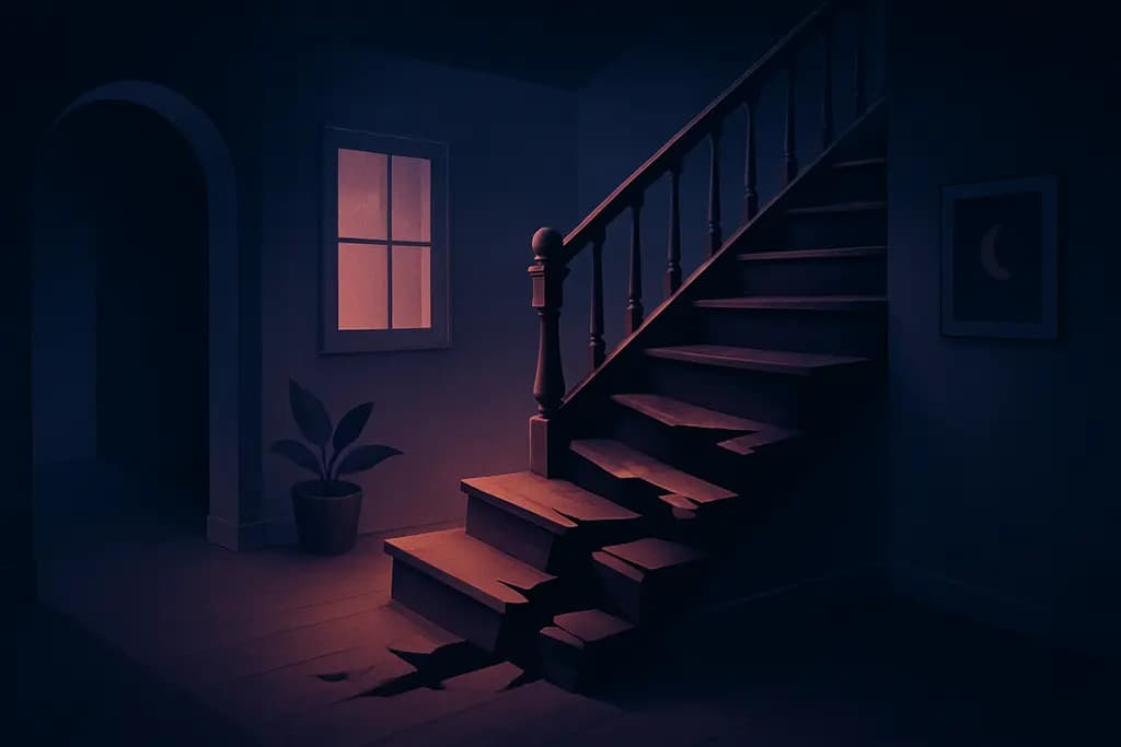 Dream illustration: broken staircase in house dream