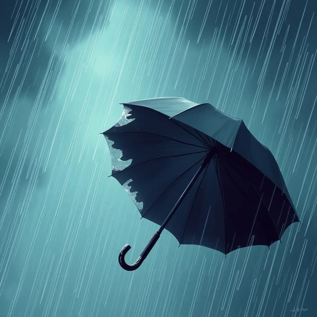 Dream illustration: Broken Umbrella in a Storm