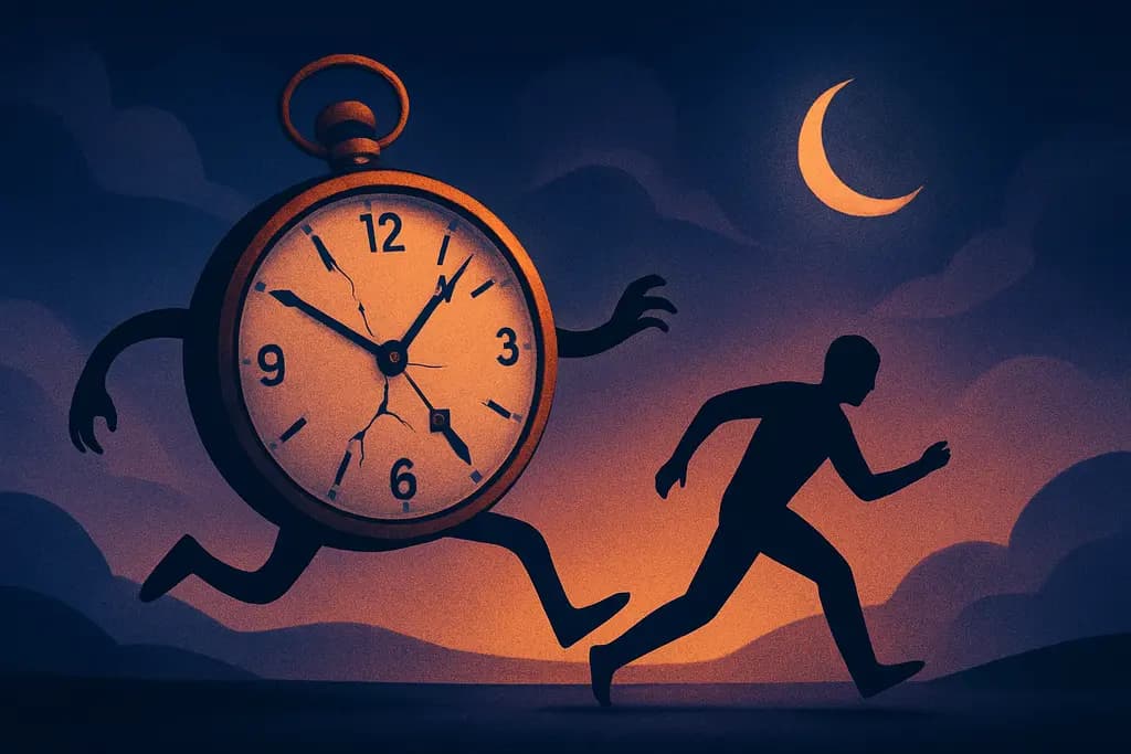 Dream illustration: broken watch chasing me