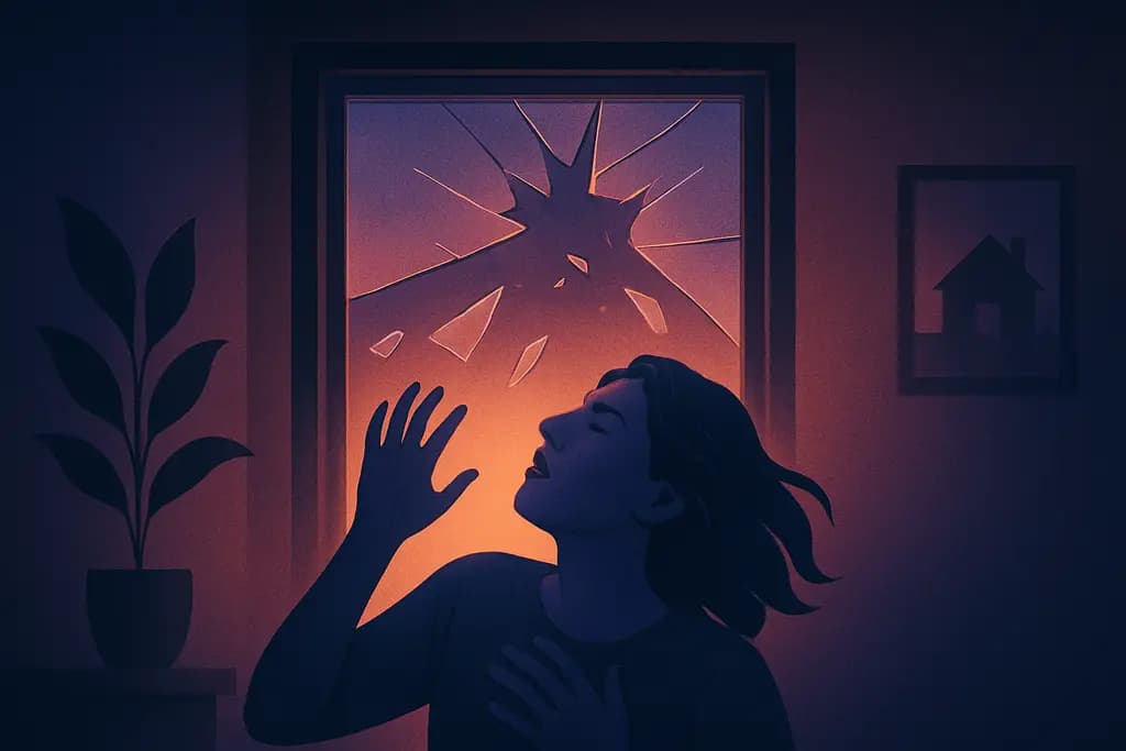 Dream illustration: broken window falling on me