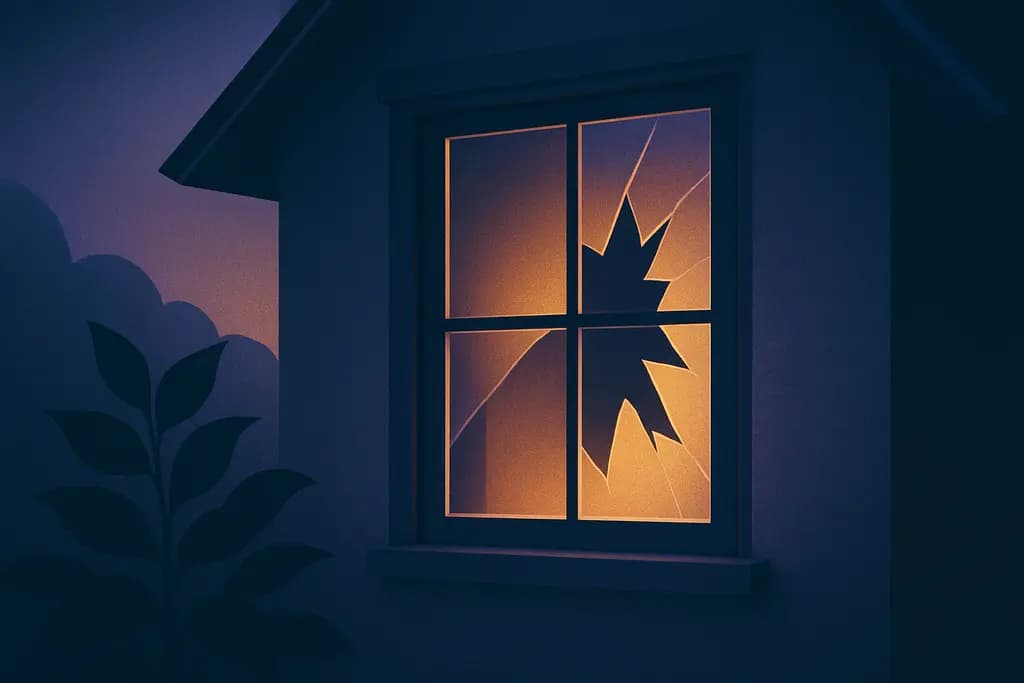 Dream illustration: broken window in house