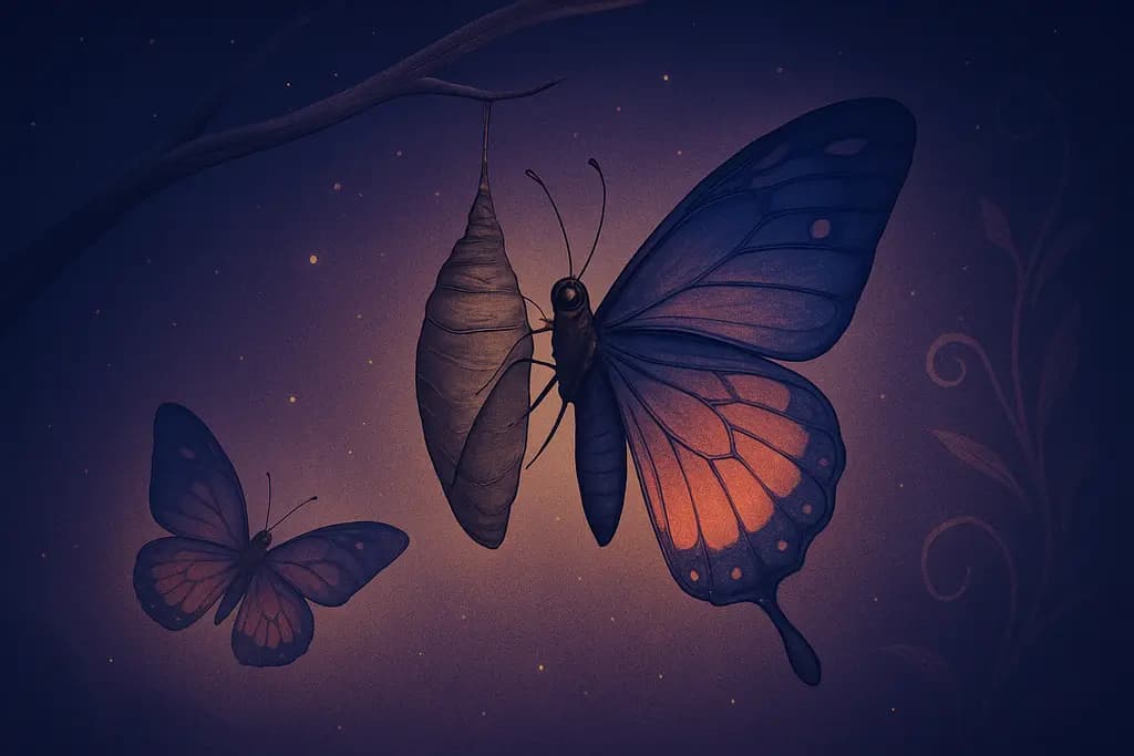 Dream illustration: Butterflies emerging from cocoon