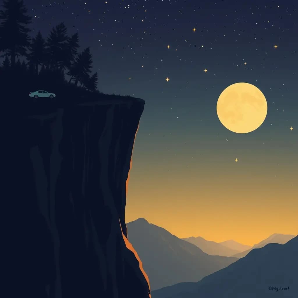 Dream illustration: Car going off cliff