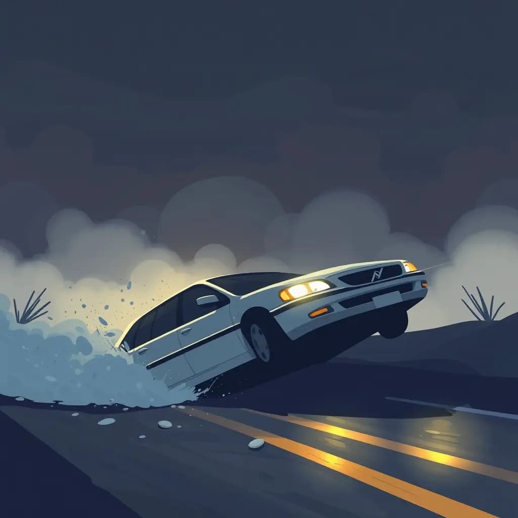 Dream illustration: Car skids off the road