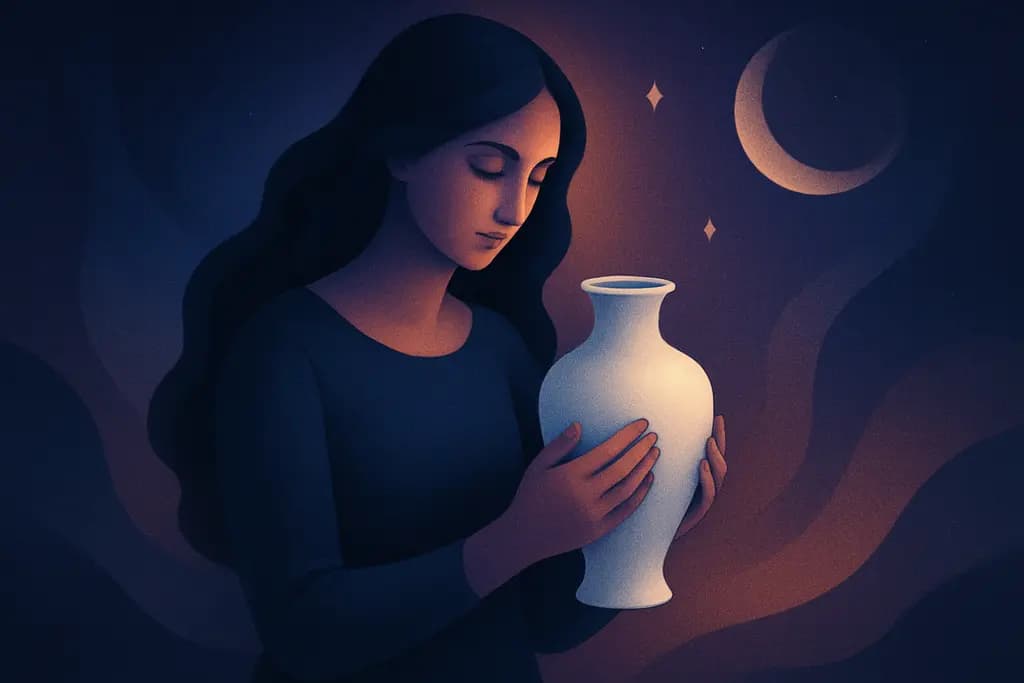 Dream illustration: carrying a fragile white vase
