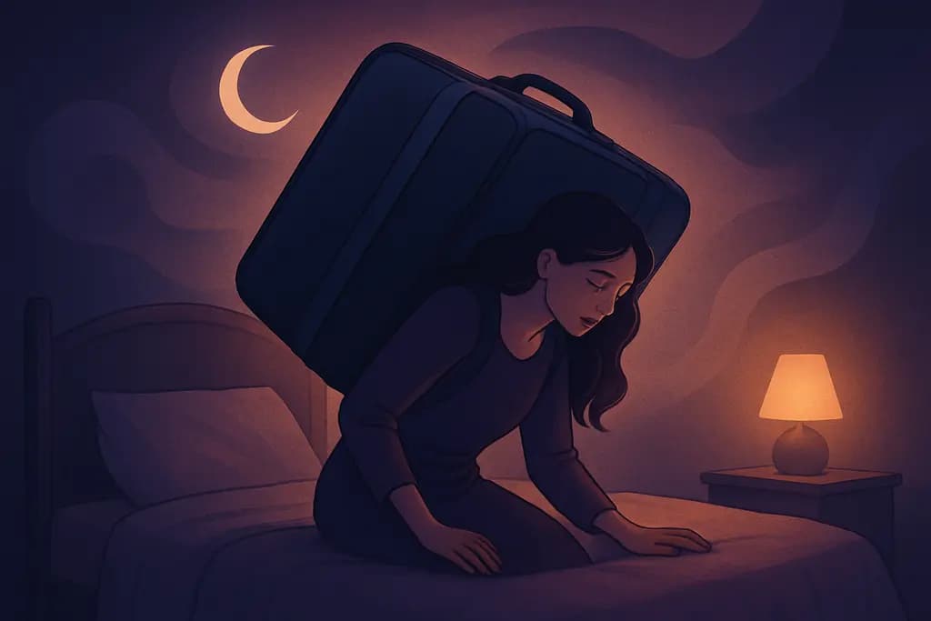 Dream illustration: carrying heavy baggage in bed dream meaning