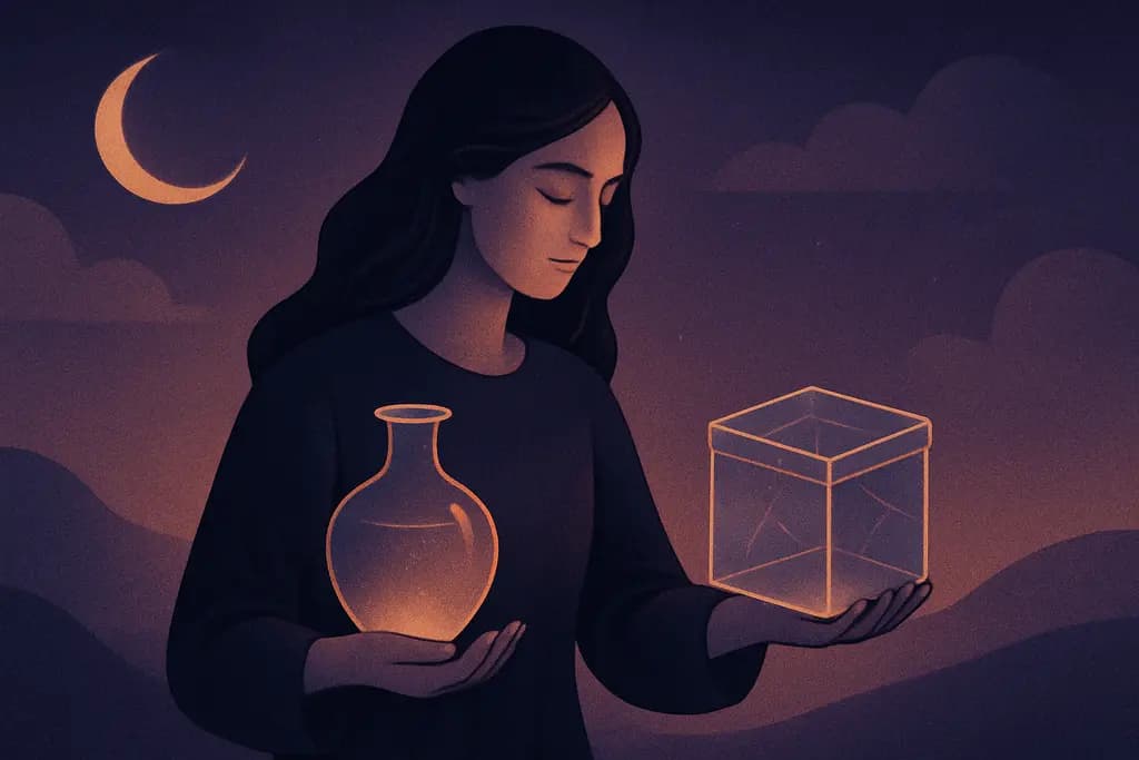 Dream illustration: carrying two fragile objects