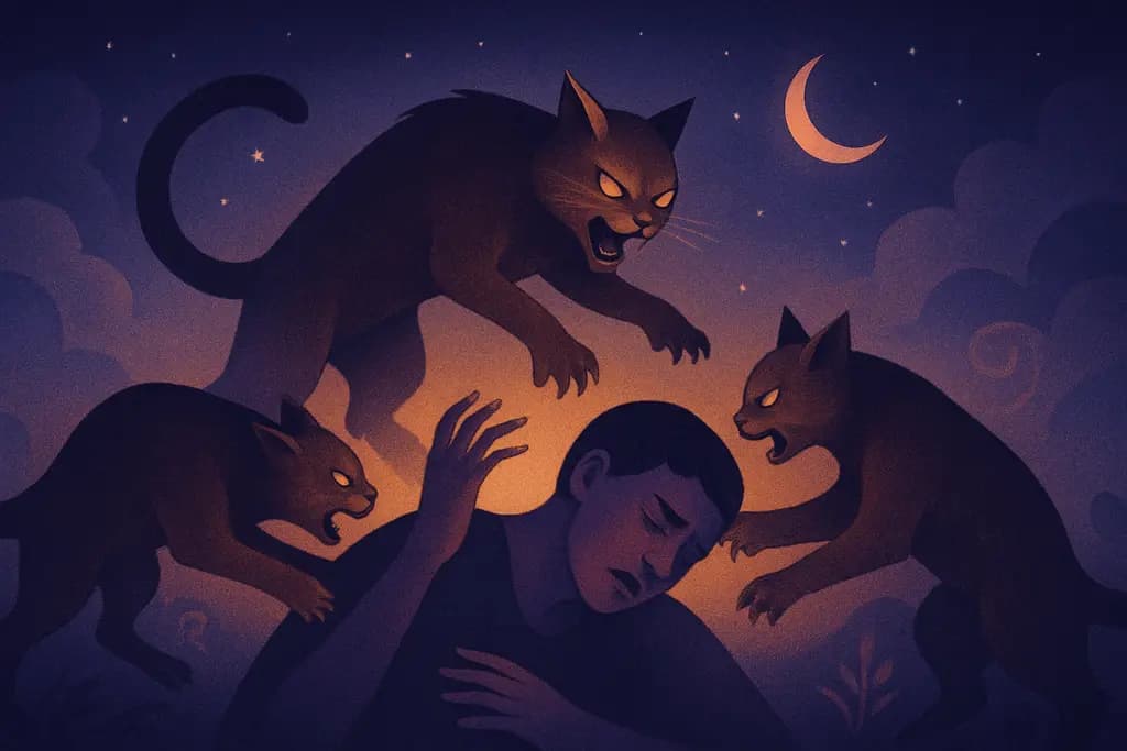 Dream illustration: Cats attacking