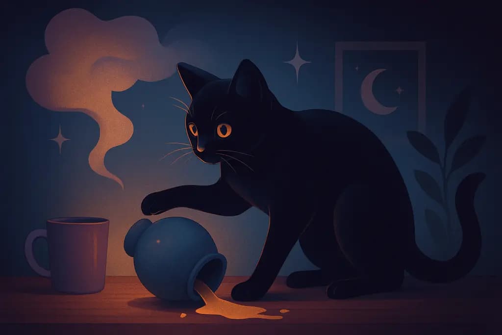 Dream illustration: Cats knocking things over