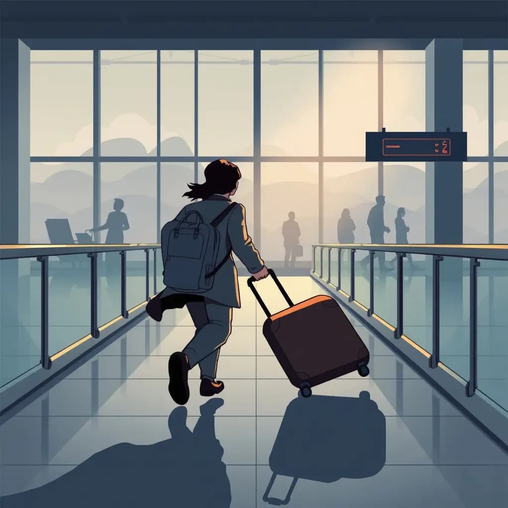 Dream illustration: Chasing a Rolling Suitcase Down an Airport Terminal