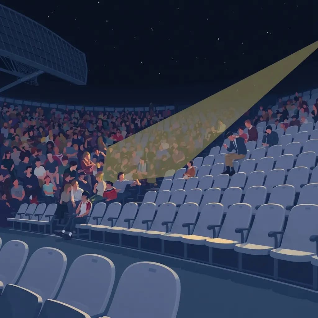 Dream illustration: Cheering crowd becomes empty seats
