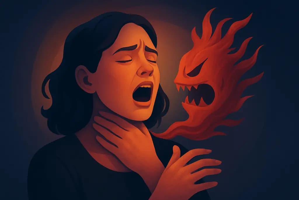 Dream illustration: choking on food in a dream where the food attacks me