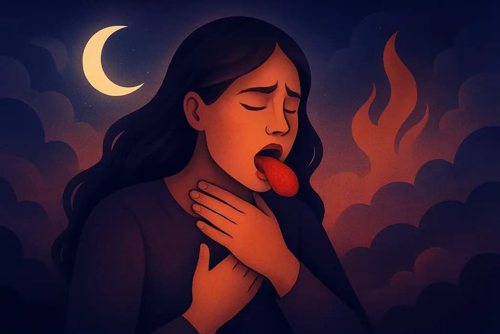 Dream illustration: choking on red food in a dream