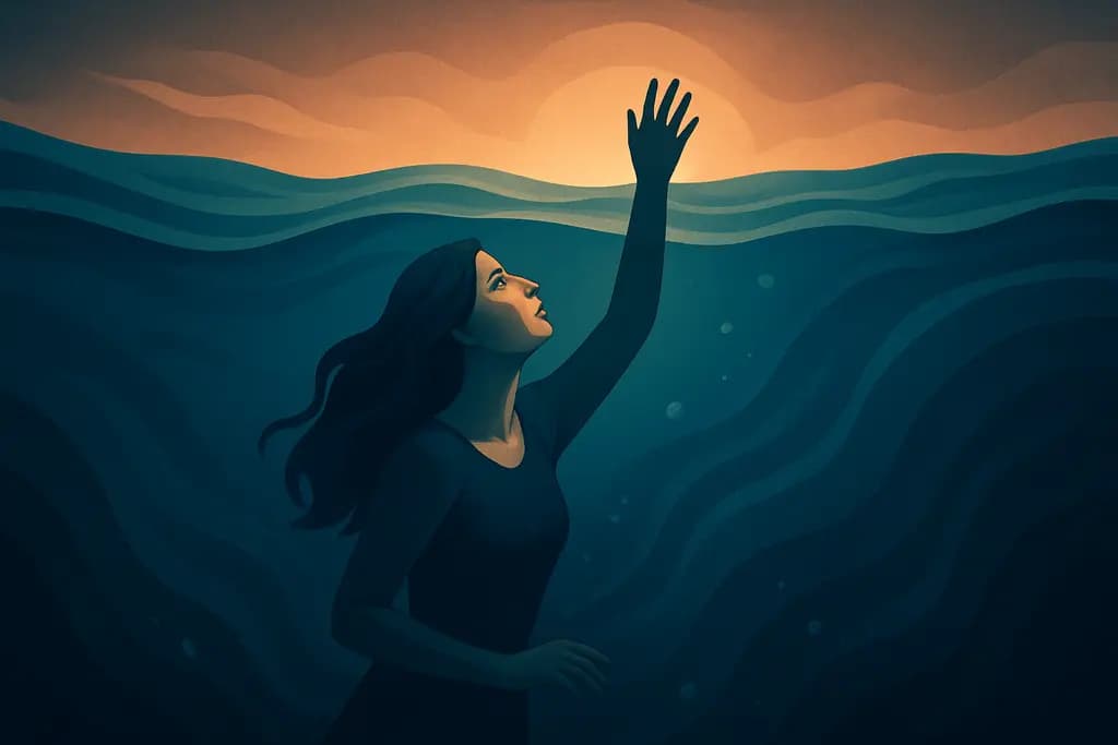 Dream illustration: climbing in water