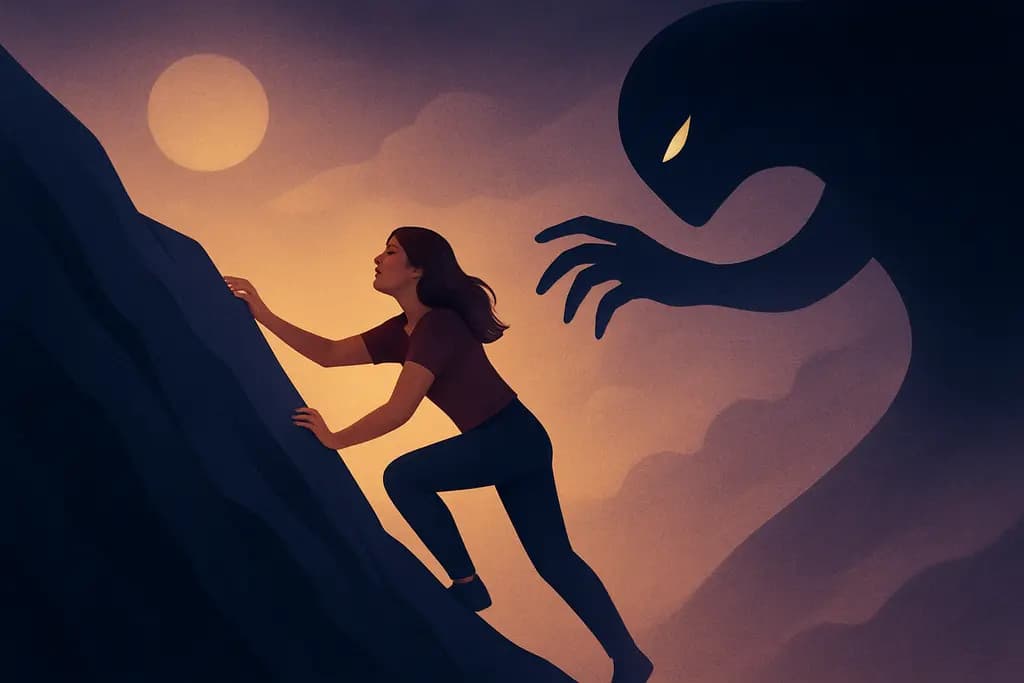 Dream illustration: climbing with no top in sight attacking me