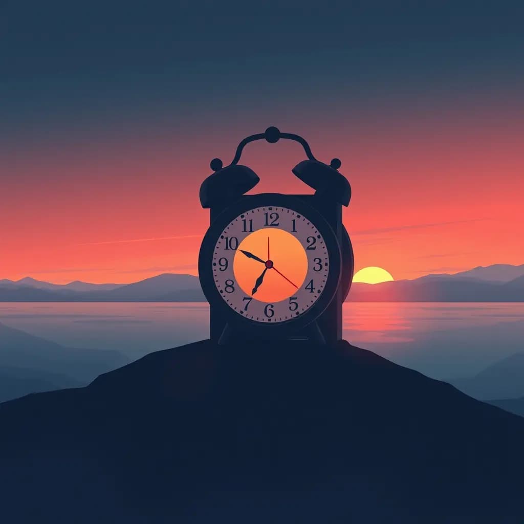 Dream illustration: Clock stops at sunrise