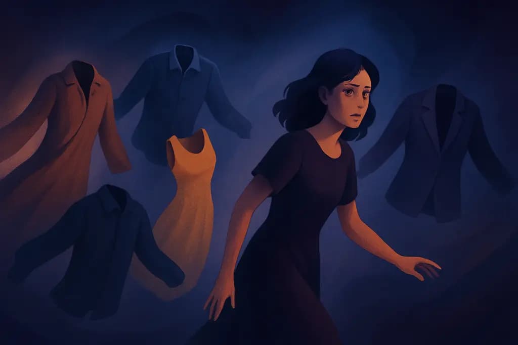 Dream illustration: clothes that keep changing style chasing me