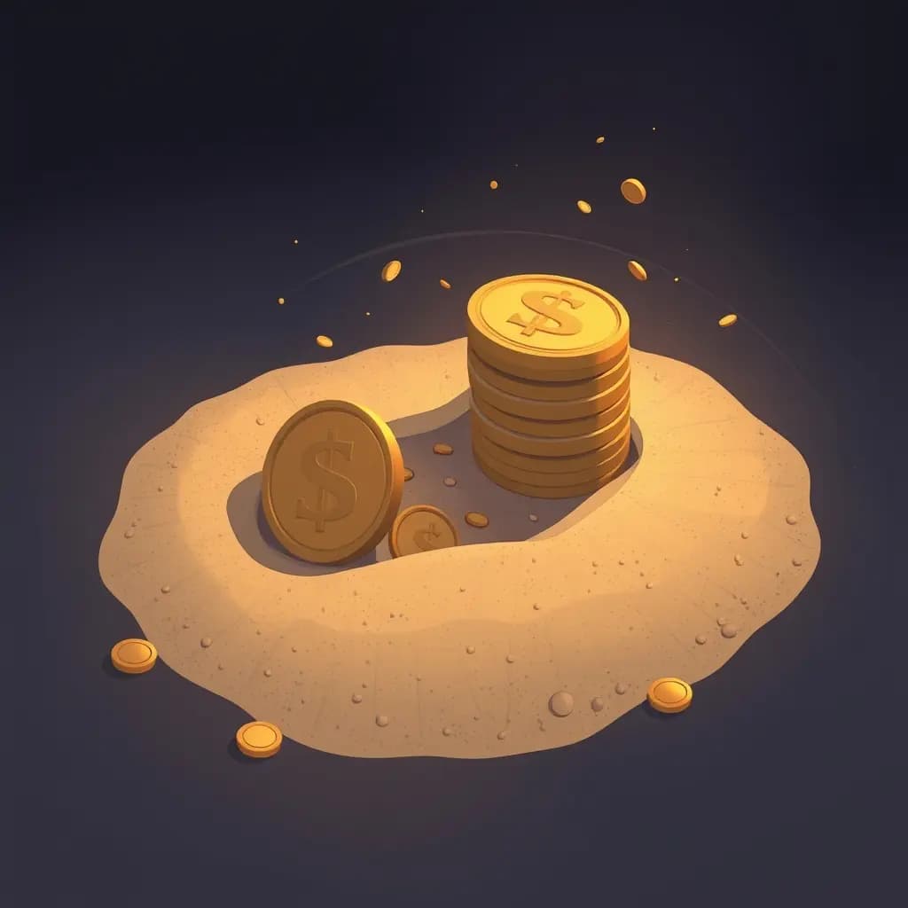 Dream illustration: Coins turn into sand