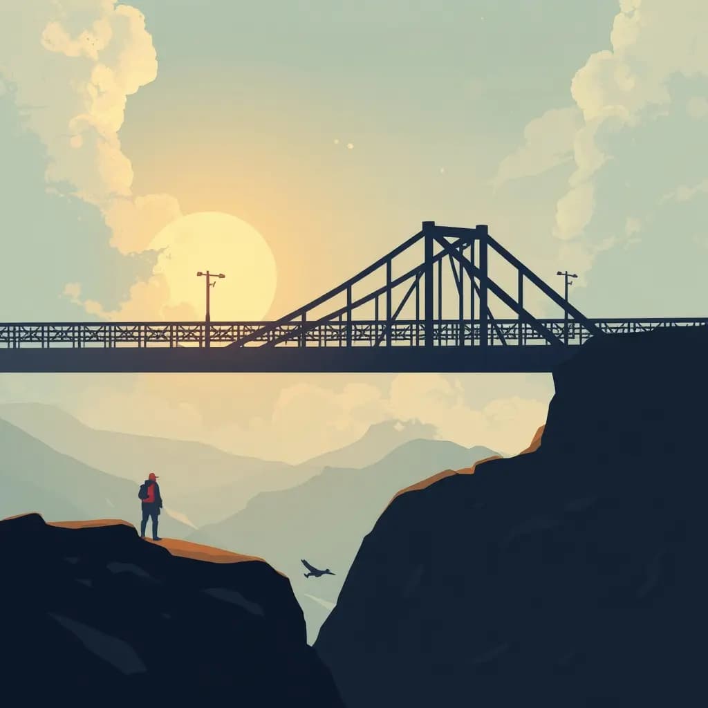 Dream illustration: Crossing a collapsing bridge