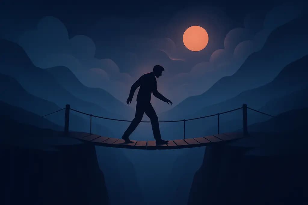 Dream illustration: Crossing a narrow bridge