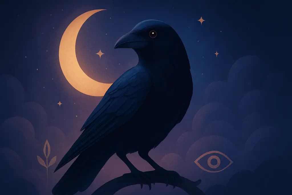 Dream illustration: Crow or raven perched above