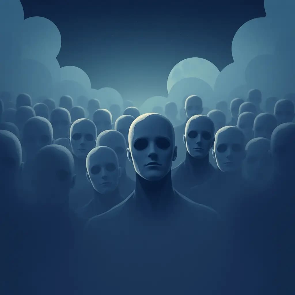 Dream illustration: Crowd of faceless people