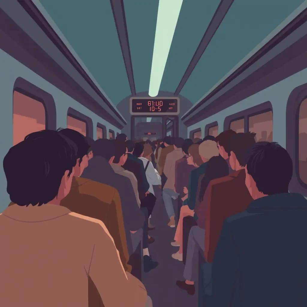 Dream illustration: Crowded train