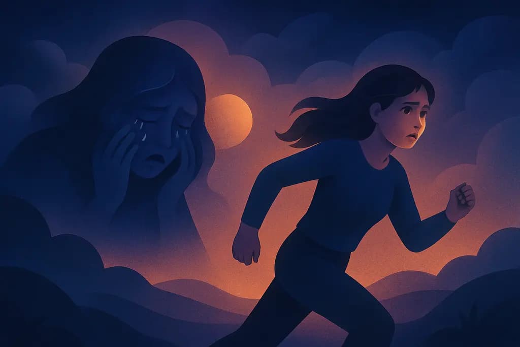 Dream illustration: crying chasing me