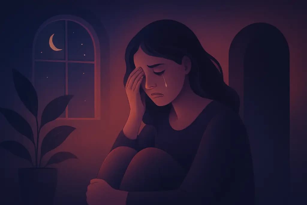 Dream illustration: crying in house