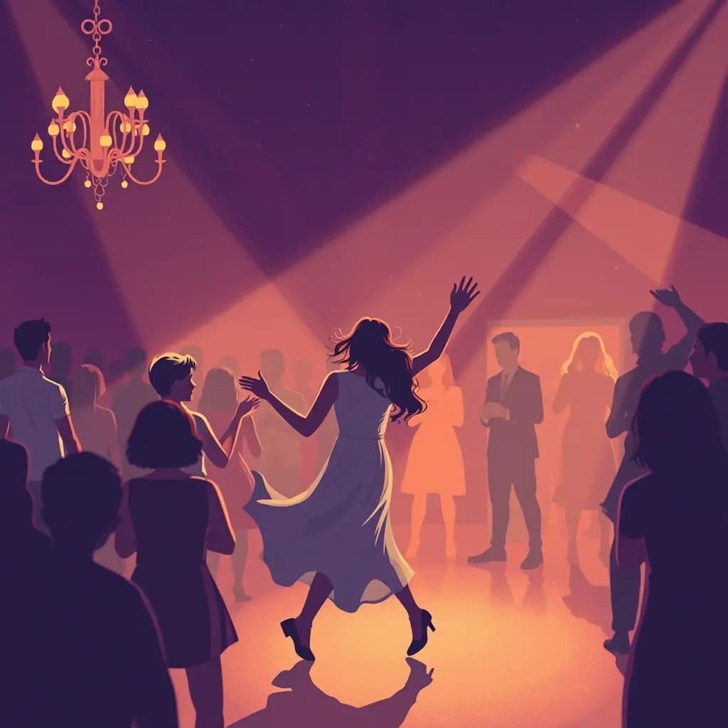 Dream illustration: Dancing alone in crowd