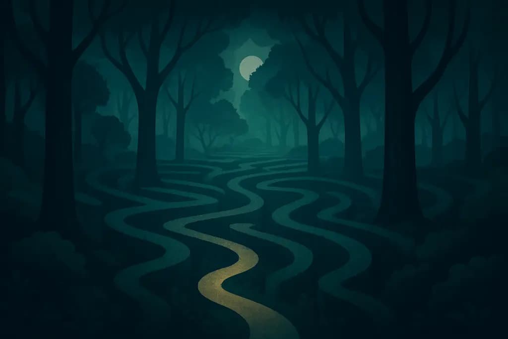 Dream illustration: Dense forest maze