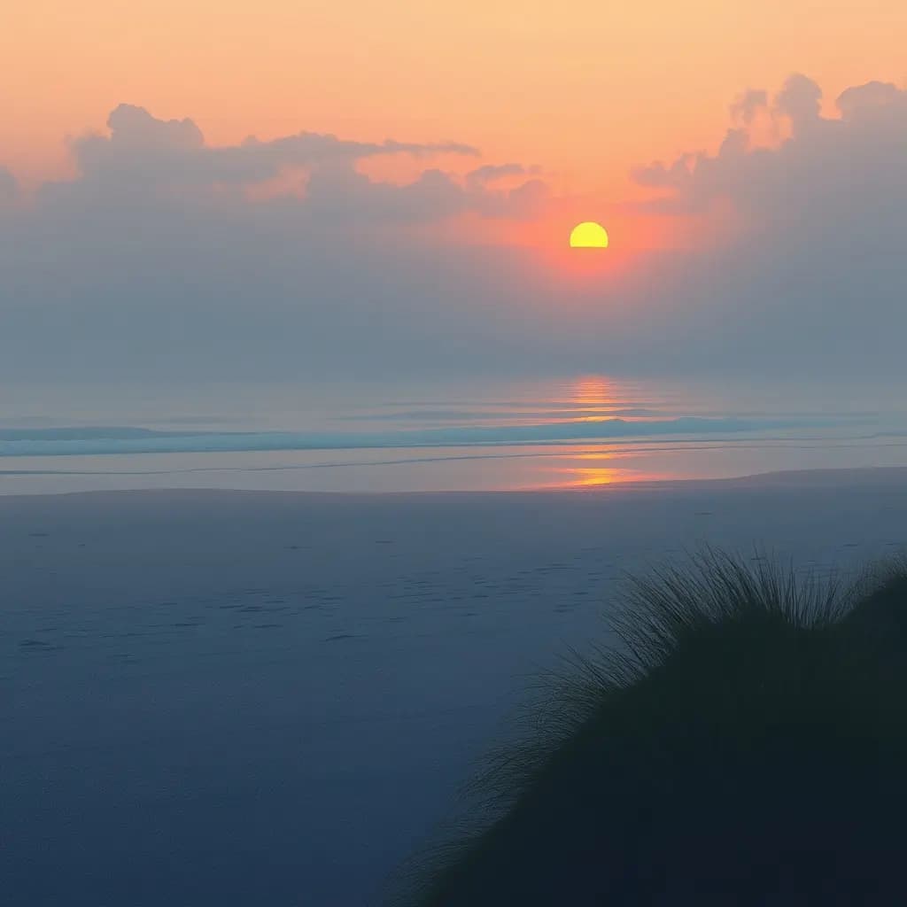 Dream illustration: Deserted beach at dawn