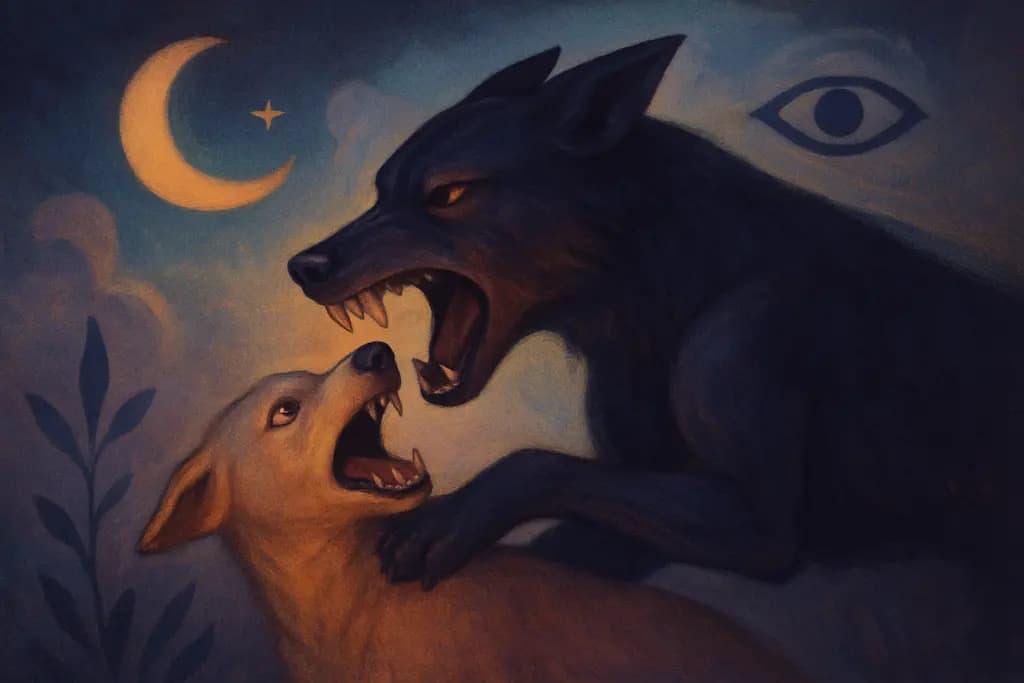 Dream illustration: Dogs attacking or biting