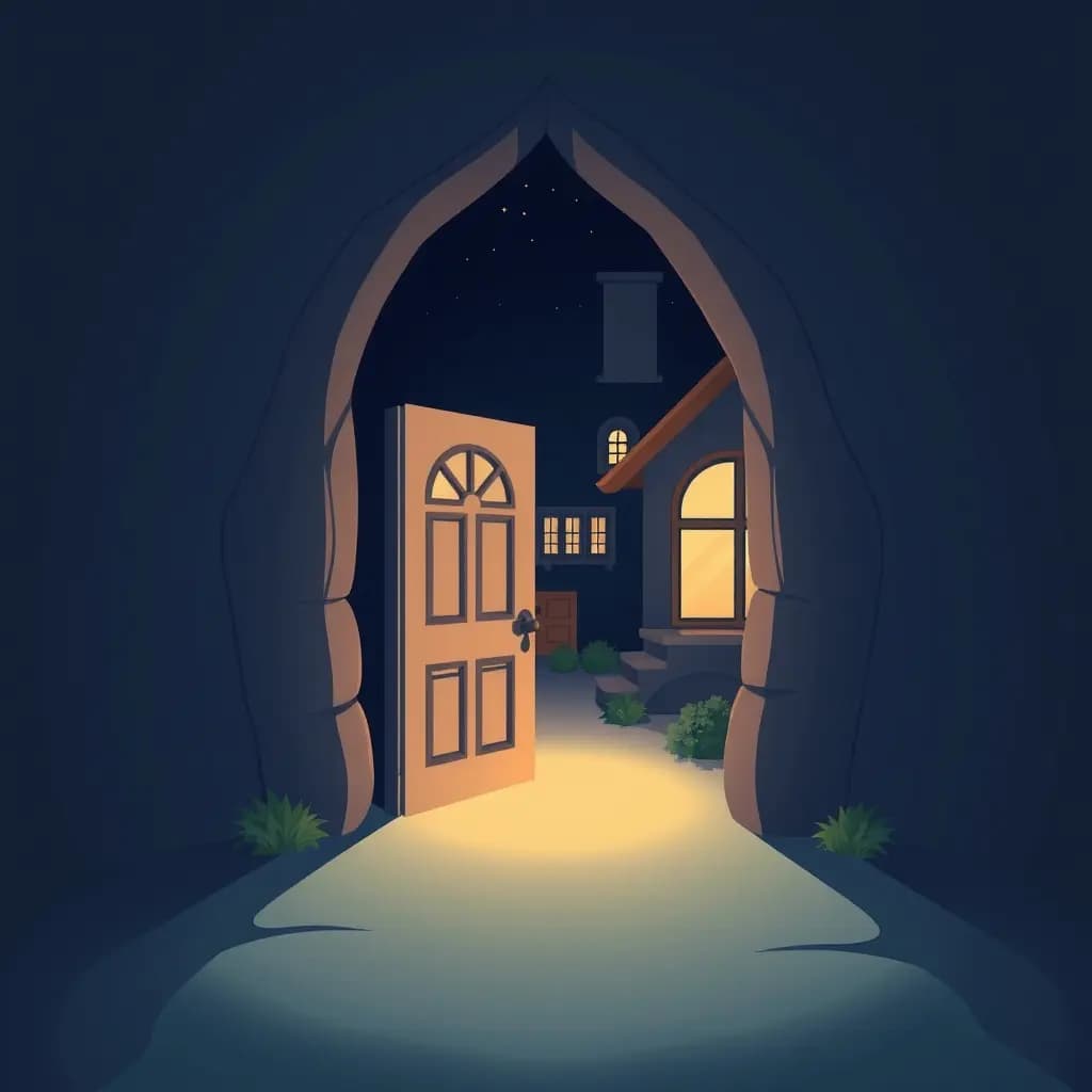 Dream illustration: Doorway leads to different house