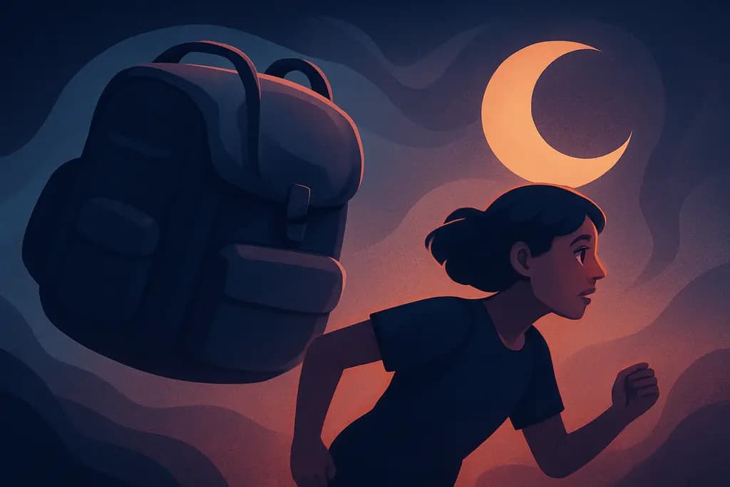 Dream illustration: dream about a heavy backpack chasing me