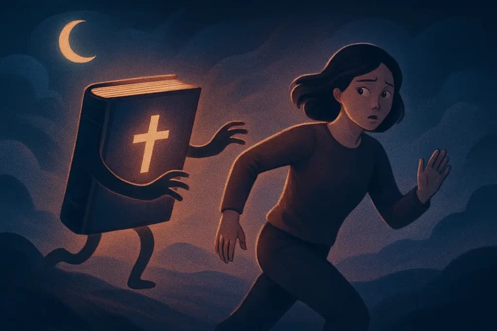 Dream illustration: dream about a holy book chasing me