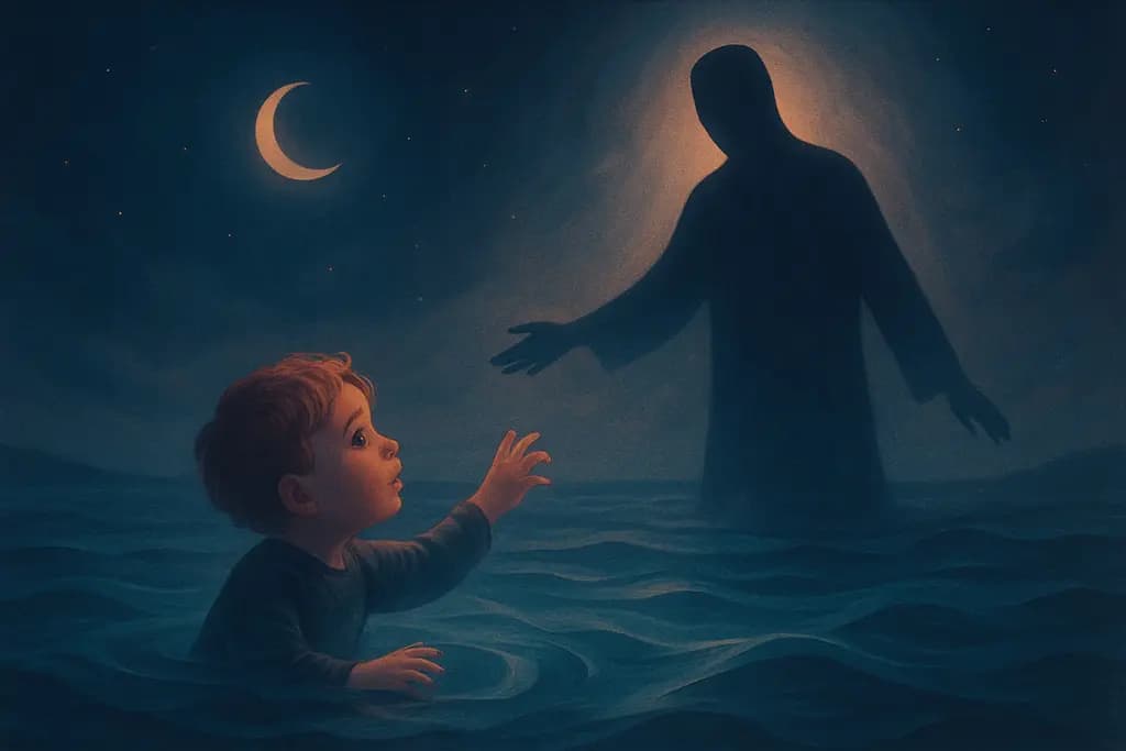 Dream illustration: dream about being abandoned as a child in water