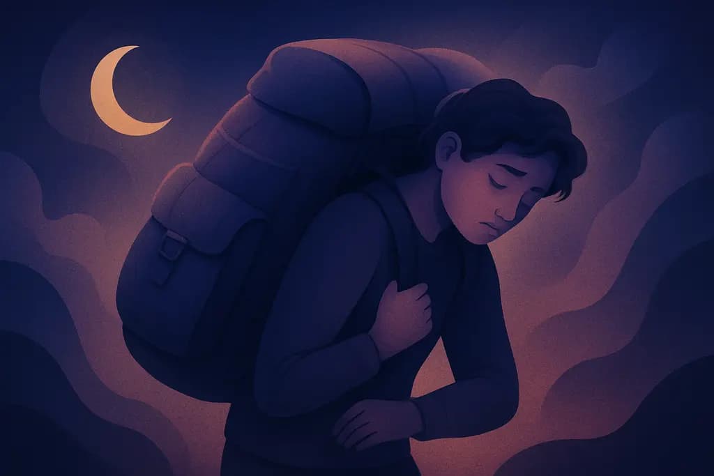 Dream illustration: dream about carrying a heavy backpack that is weighing me down