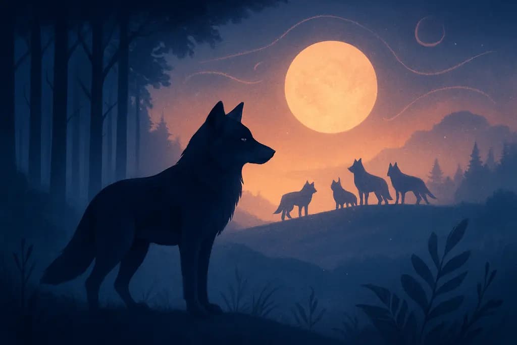 Dream illustration: Dream about wolves at the edge of a forest