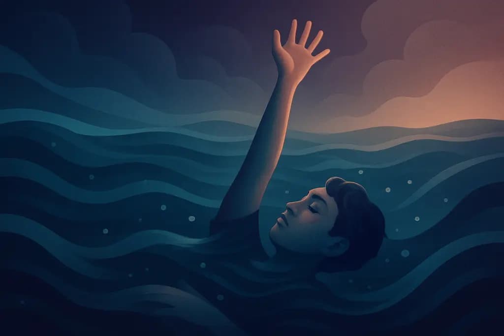Dream illustration: Drowning in a pool or ocean