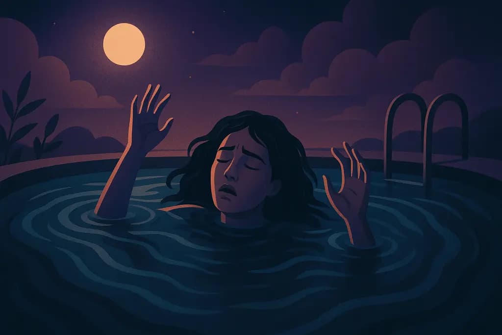 Dream illustration: Drowning in a pool