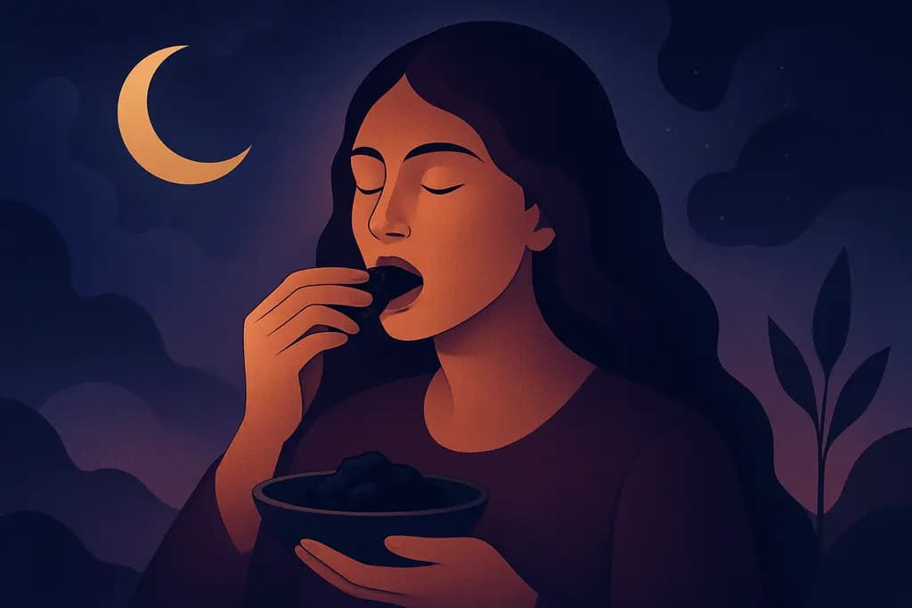 Dream illustration: eating unknown black food in dream