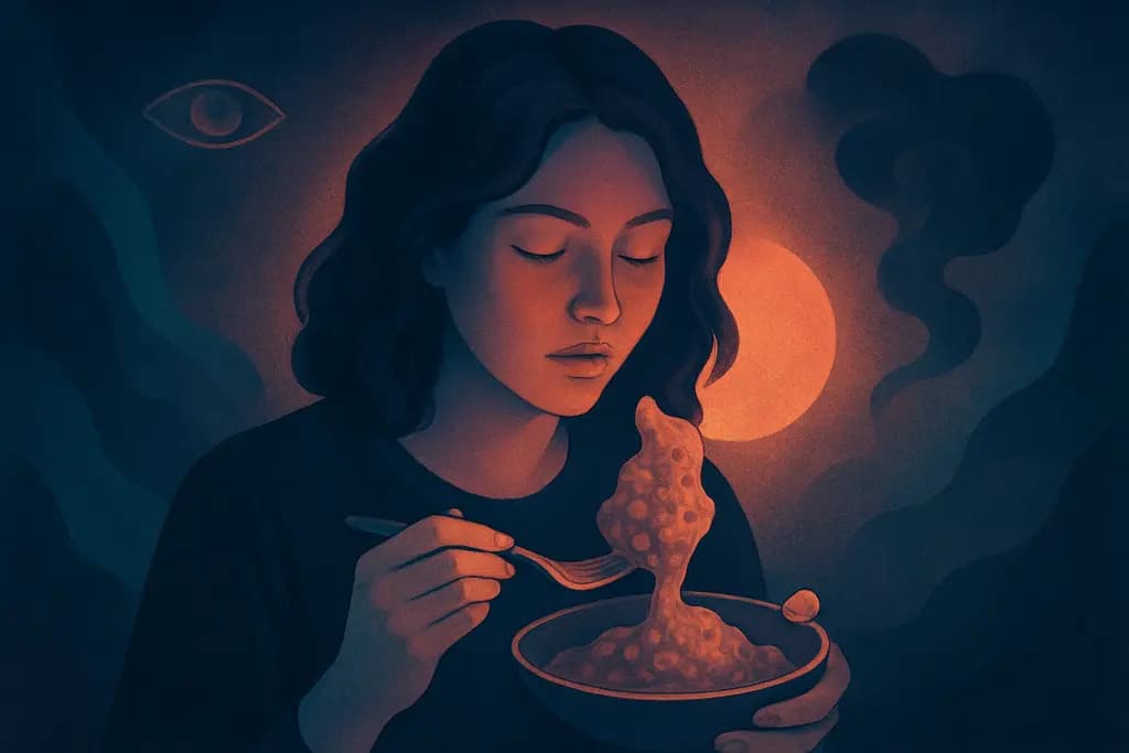 Dream illustration: eating unknown food dream meaning